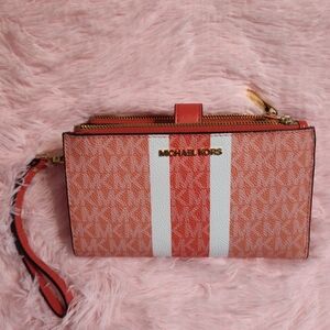Michael Kors Coral and White Wristlet